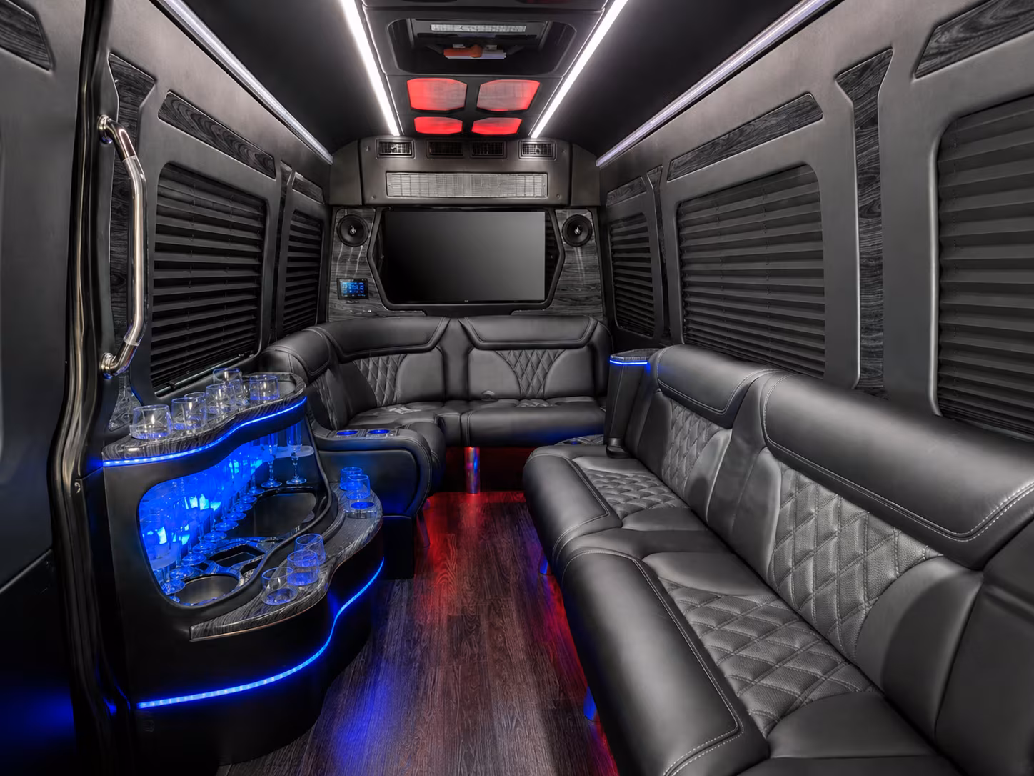 eastvale 20 passenger party bus inside