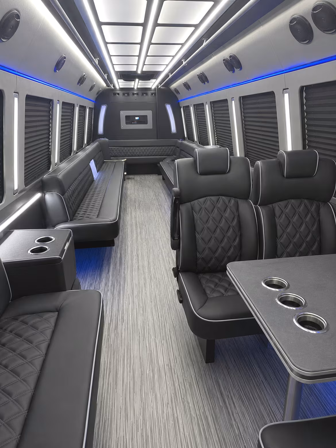 eastvale 25 passenger party bus inside