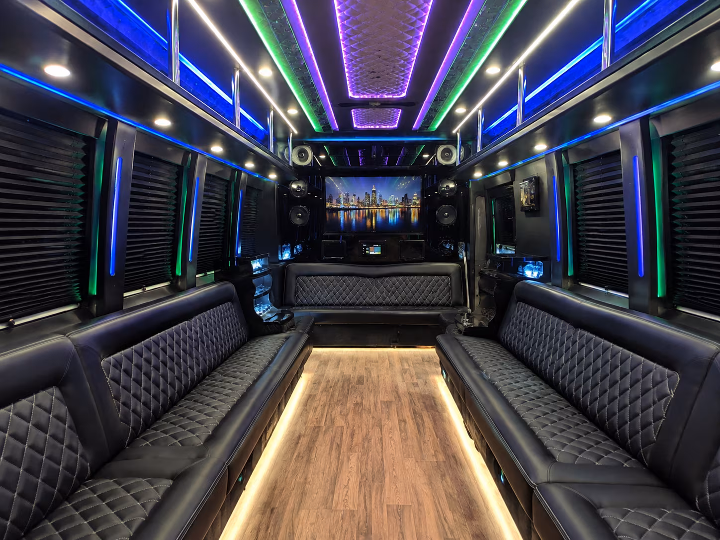 eastvale 25 passenger party bus interior