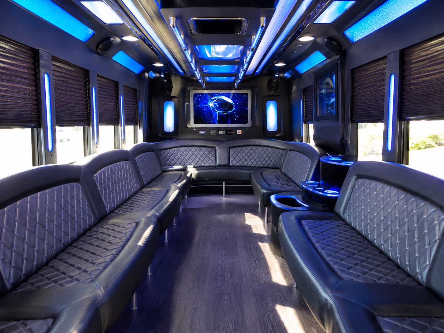 eastvale 28 passenger party bus inside