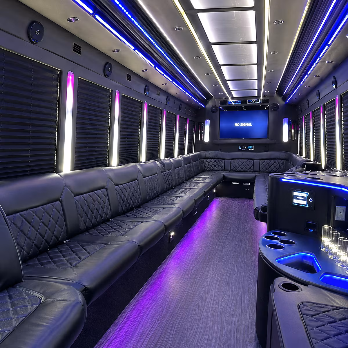 eastvale 30 passenger party bus inside