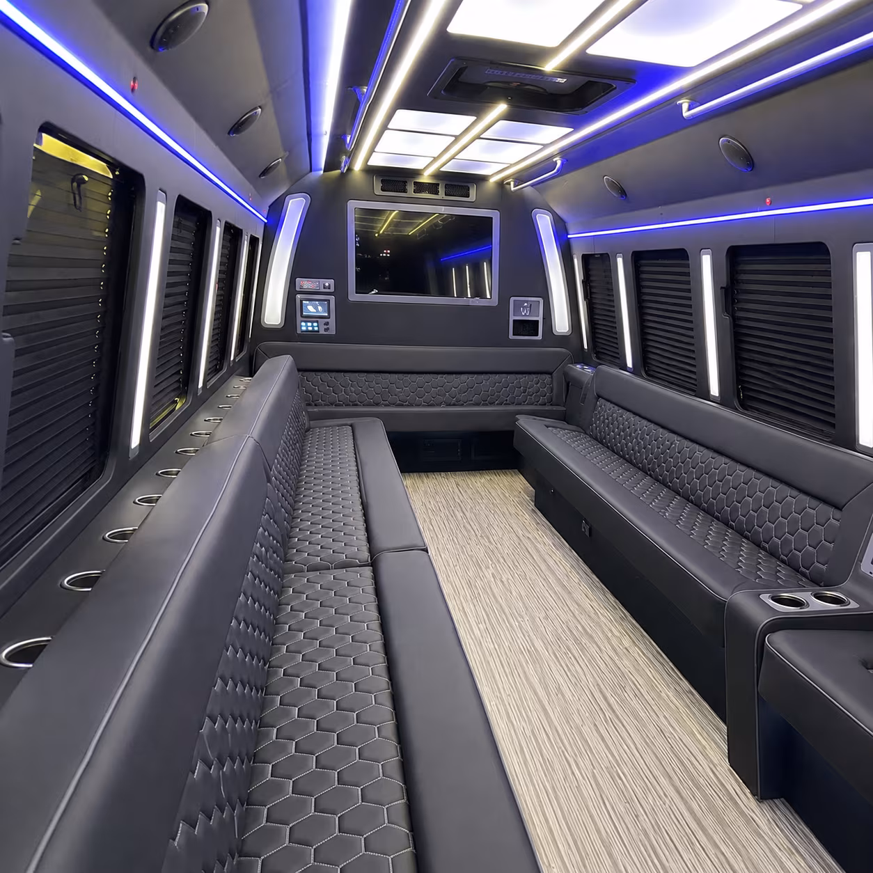 eastvale 40 passenger party bus inside