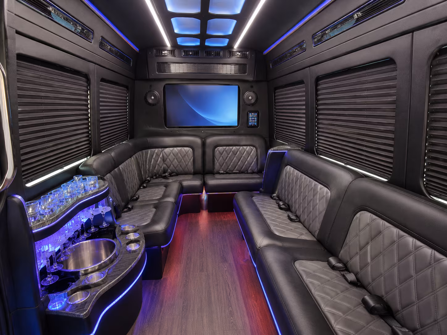 eastvale 56 passenger charter bus inside